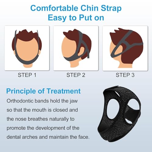 Anti Snoring Devices - Chin Strap for Sleeping - Simple and Effective Stop Anti Snore Chin Strap - Adjustable Airflow Jaw Strap - Snoring Solution for Women and Men - Black2