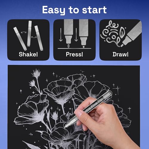 Image of ARTISTRO 5 Silver Paint Pen for Rock, Glass, Ceramic, Wood, Tire, Fabric, Metal, Canvas, Marking, Painting - Set of 5 Acrylic Paint Markers Water-based