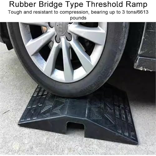 Rampa de goma para bordillo, rampa umbral, rampa portátil para sillas de ruedas, rampa de doble cara con ranura umbral, apta para puertas de patio, cobertizos y correderas miniatura 7