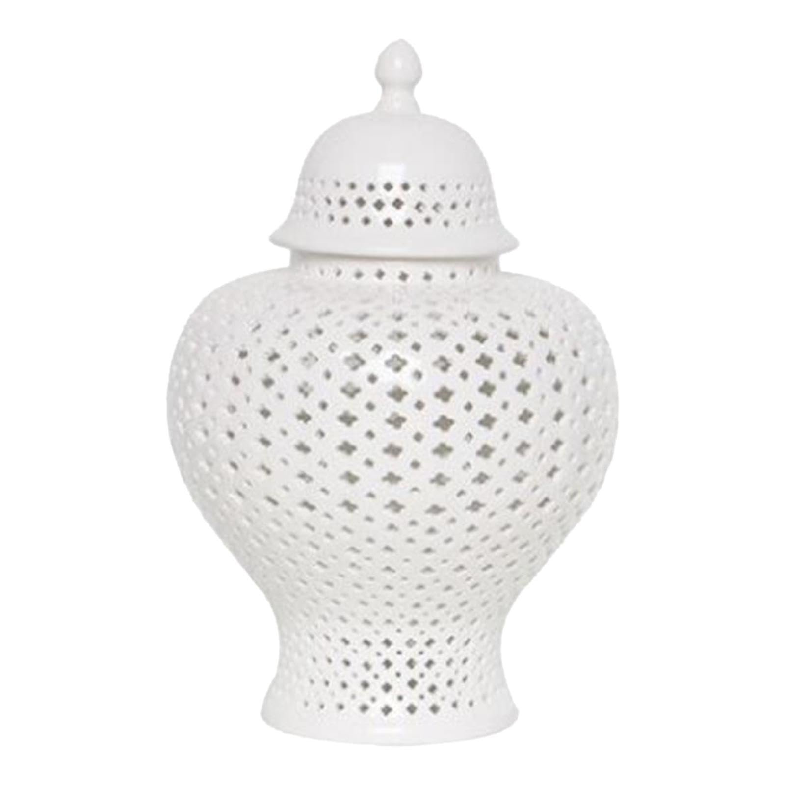 Zambuph Contemporary Ceramic Vase Organizer Storage with Lid Fashionable Porcelain Ginger Jar for Desk and Home, 3 pcs, L