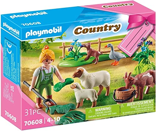 PLAYMOBIL Coffret Cadeau Paysanne avec Animaux de pâturage 70608