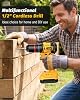 Taladro percutor inalámbrico de 1/2" 20V sin escobillas para batería Dewalt 20V Max | 2 velocidades 0-400/1800 RPM, torque de 37.29 lb-pie, para perforación y atornillado en hogar y bricolaje (batería no incluida, no original) a batería 4
