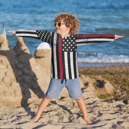 Image of Aflyko Festive Boys' Rash Guard Shirts Xmas UPF 50+ Sun Protection Swim Shirt 3-12T