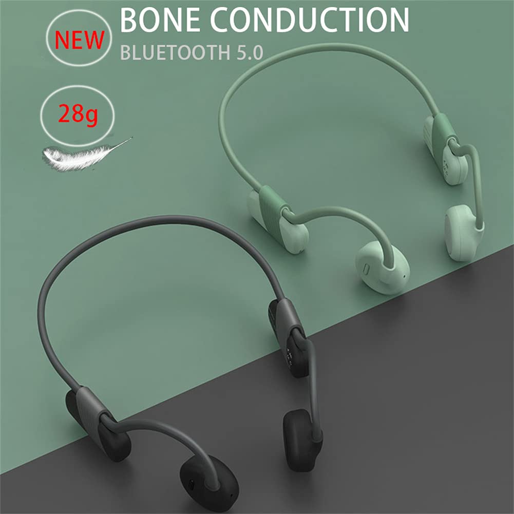 Cuffie Sport Senza Fili, Conduzione Ossea Auricolari Bluetooth con Microfono, qualità Audio Stereo Impermeabile E Sudata, per Correre, Ciclismo, Fitness, Escursionismo,Verde