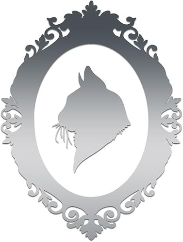 Cat Cameo Frame Vinilo Calcomanía Cuaderno Coche Portátil 4 "x 5.5" (Plata)