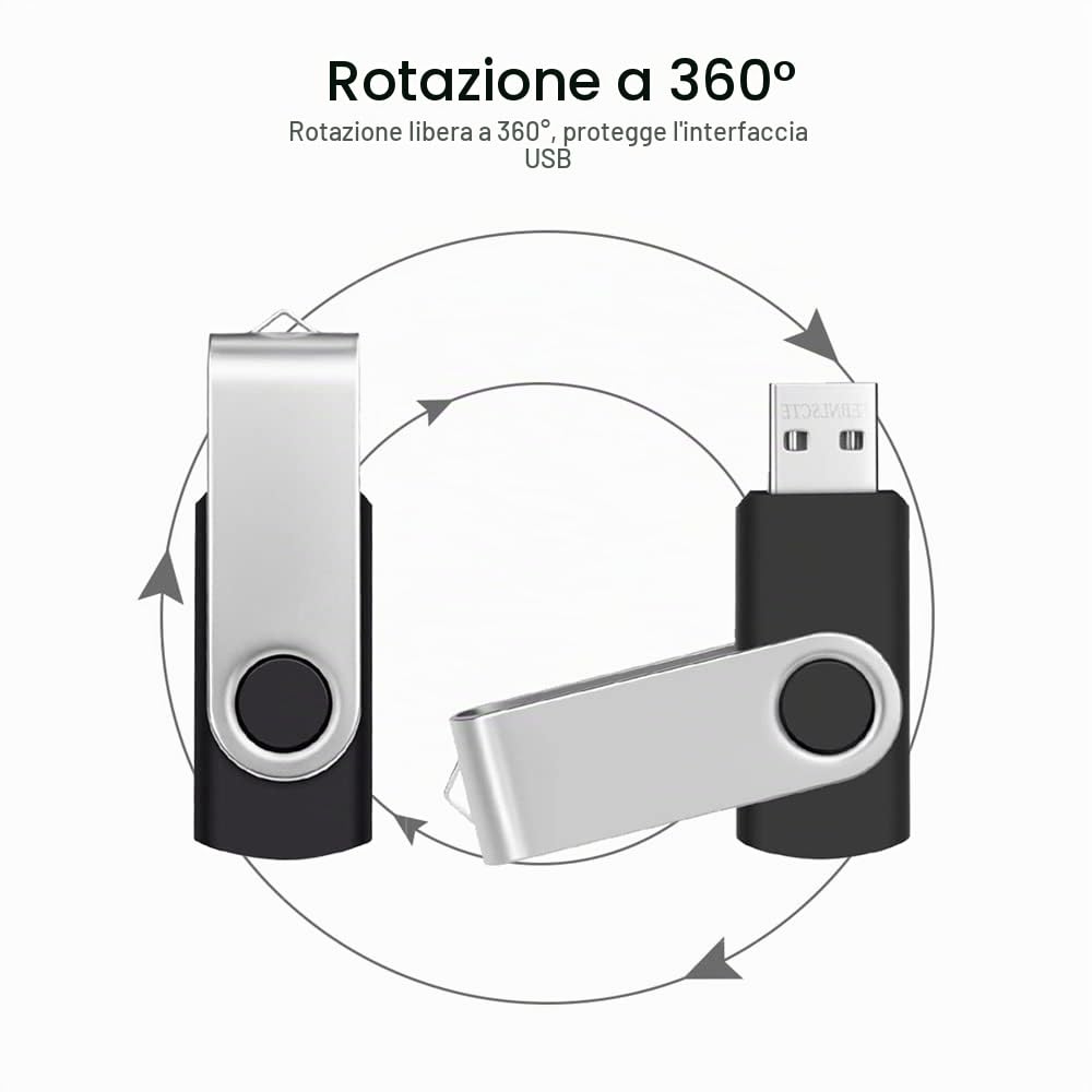 Chiavetta USB 16GB 10 Pezzi Pen Drive Girevole con Luce LED USB 2.0 Nero