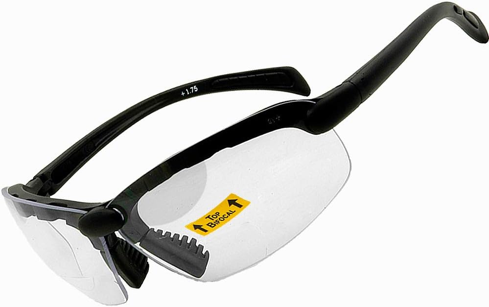 C2 Magnifying TOP or Bottom Bifocal Safety Glasses 3 Lens Colors and 4 Frame Color Options