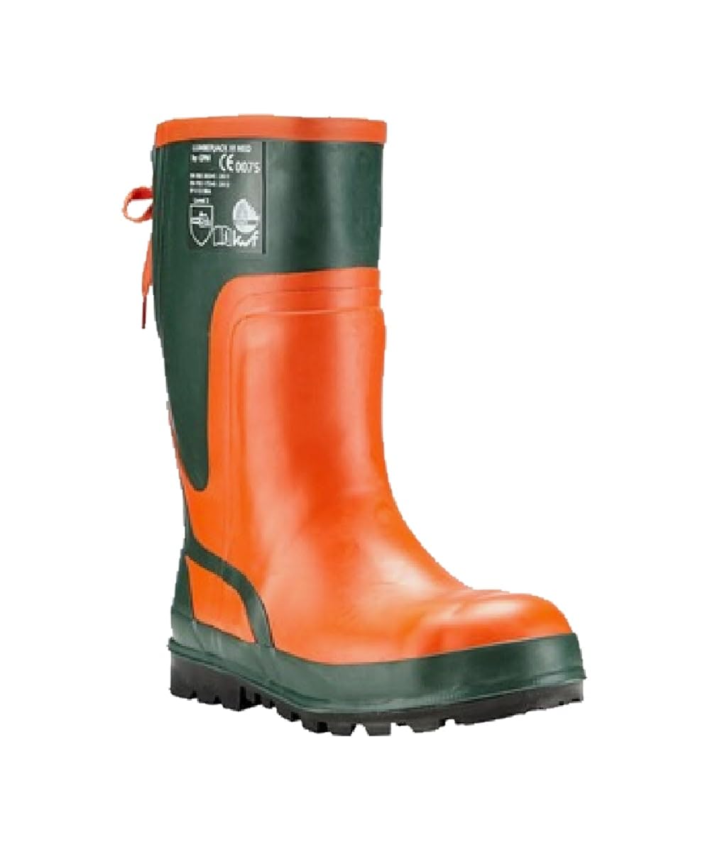 KOX Lumberjack III Neo Schnittschutz-Gummistiefel für die kalten Tage, grün/orange, Größe 45