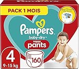 Pampers Windeln Pants Größe 4 (9-15kg) Baby-Dry, Maxi mit Stop- und Schutz Täschchen, MONATSBOX, 160 Höschenwindeln