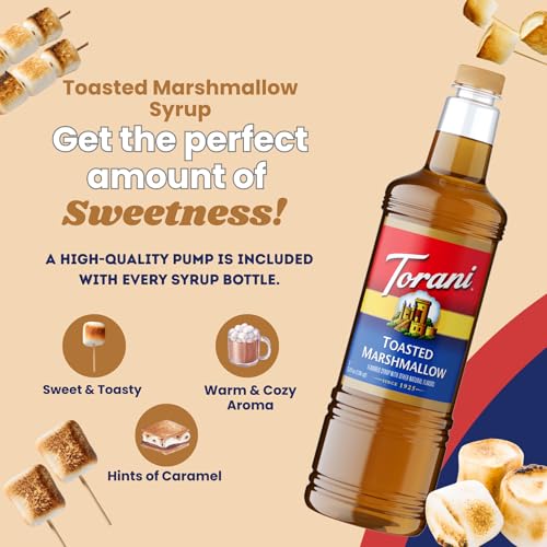 Image of Torani Toasted Marshmallow Syrup 1L with Pump - Flavoring for Latte & Drink