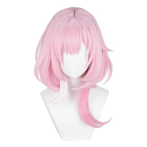 Cyrene Pink Messy Cosplay Wig Slight Wave Heat Resistan Synthetic Fiber Medium Hairs for Adult Women Halloween Party Cos Costume Repalacement Wigs - Pink Messy