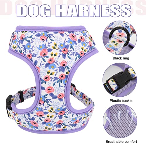 Beirui Cute Girl Dog Collars, Harnesses & Leashes Set - Personalized Dog Collar And Leash Set With Detachable Flower - Soft Mesh Dog Vest Harness Adjustable For Small Medium Large Dogs (Blue,M) #TOP1