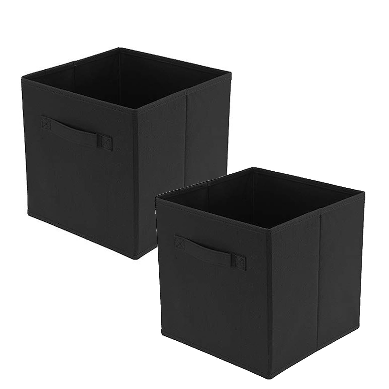 Holdfiturn 2Pcs Cube Storage Boxes 28x28x28cm Foldable Kallax Storage Cubes with Handles Collapsible Baskets Toy Bins Fabric Organisiers Containers for Kallax Unit Shelf Black