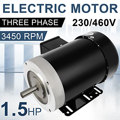 1.5Hp Electric Motor 3450Rpm General Purpose Three Phase Motor 56C Tefc 5/8" Shaft Diameter 2 Pole 60Hz 230/460V #TOP1