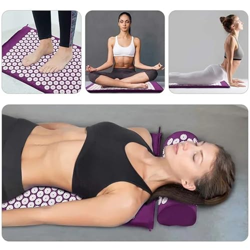 Aliviar estrés de espalda con esterilla acupresión y almohada de masaje 2