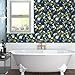 Dark Blue Floral Wallpaper Peel and Stick, Vintage Bird Leaf Fruit Contact Paper, Self Adhesive Waterproof Removable Botanical Wall Paper Mural 17.5