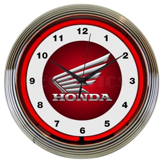 Neonetics Honda Red Neon Wall Clock, 15-Inch, Chrome Finish Rim and Black Hands, red Glass Tube - Officially Licensed Product - 8HONDA