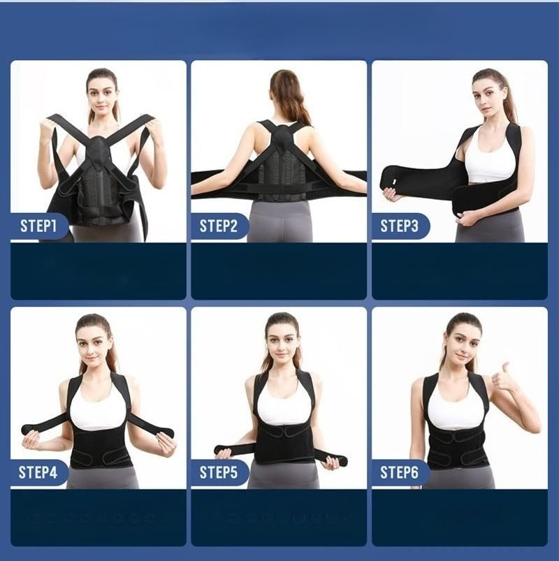 Miniatura 6 de HZA - The Original Posture Corrector for Men and Women Back Brace for Full Support - Improve and Neck,Shoulder,Back (Black,S(Waist 6680 cm))