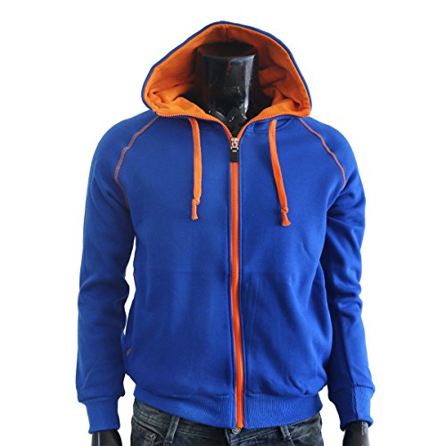 Bcpolo Casual Warm Sweat Zip-Hoodie Jumper Of Orange Color Hoodie Zip-Up Jacket. (Blue) L #TOP2