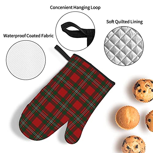 Oven Mitts And Potholders Bbq Gloves,Old Scotsman Clan Macgregor Gregor Tartan Plaid Non-Slip Heat Resistant Kitchen Oven Mitts And Pot Holders For Cooking Baking Grilling (3-Piece Set) #TOP4