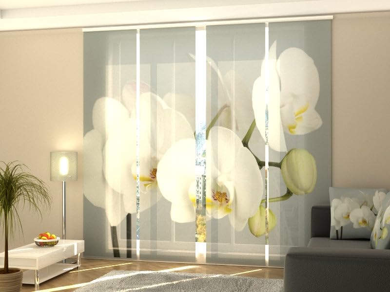 WellmiraDigital Art Photo Print Windowshades - Deluxe Custom Sliding Panel Track Blinds for Patio Doors, Large Windows & Closet Doors - 112" W x 84" L - Canadian Orchid