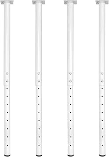 QLLY Adjustable Metal Table Leg, 24-40 inch, 60-100cm, Home Office DIY Desk Leg, Furniture Leg Set (4, White)