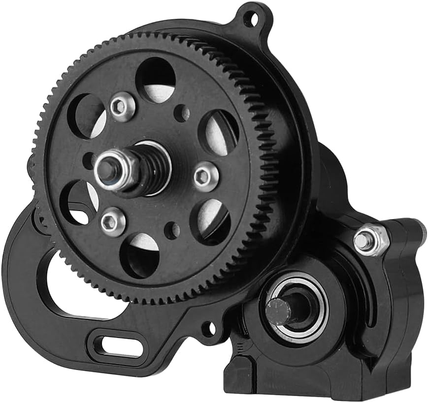 All Metal Complete Gearbox Transmission with Motor Gears for 313mm Wheelbase 1/10 RC Crawler Truck Axial SCX10 & SCX10 II DIY Upgrade Parts (red-Black)
