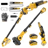 ZEGJAW 4-IN-1 Cordless Pole Saw & Mini Chainsaw, 6-inch & 8-inch Chainsaw Bar with 2 Pack 3.0Ah Battery and Charger, Electric Pole Saw for Tree Trimming with Adjustable Extension Pole