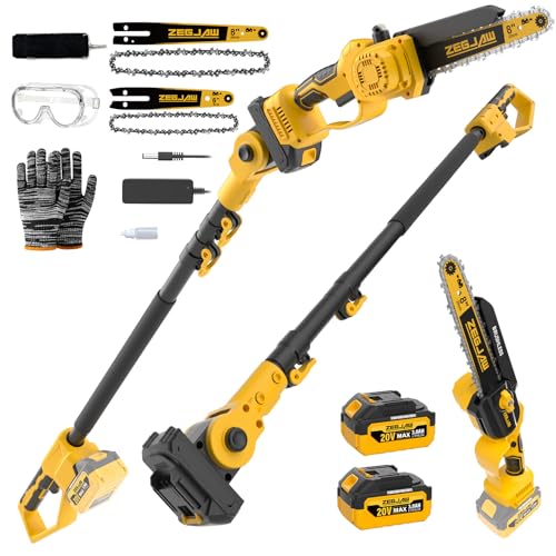 ZEGJAW 4-IN-1 Cordless Pole Saw & Mini Chainsaw, 6-inch &