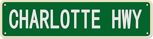 QKIODS Letrero de metal vintage de Charlotte Hwy, retro, rústico, decoración de pared, regalo de 4 x 16 pulgadas