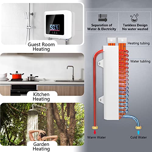 7500W Chauffe-eau électrique instantané pour douche, Chauffe-eau électrique sans réservoir sous évier, mini chauffe eau instantané portable, Chauffe de 30°C à 55°C, Panneau DEL – Image 6