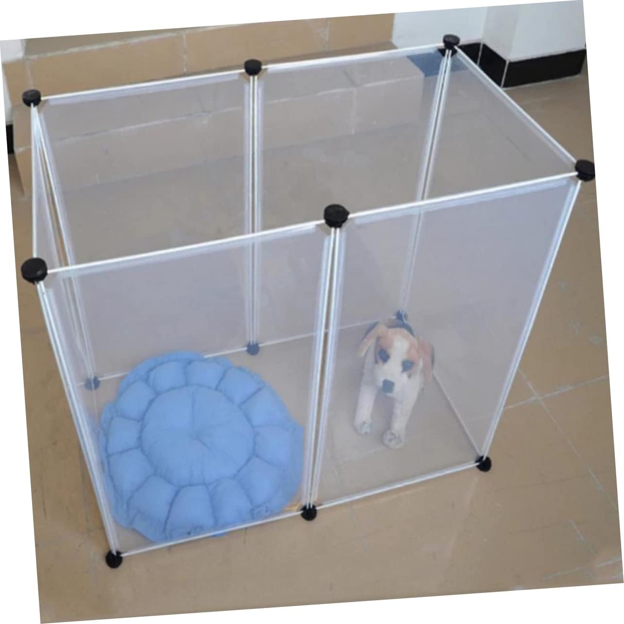 FRCOLOR Pet Cage for Dogs Plastic Dog Crate Slide-Bolt Latch Indoor/Outdoor Easy Assembly s Size 8 Pieces Set