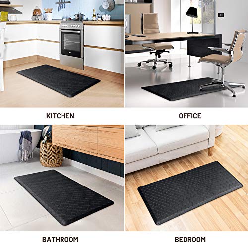 Image of HappyTrends Kitchen Mat Cushioned Anti-Fatigue Kitchen Rug,17.3 inchx39 inch,Thick Waterproof Non-Slip Kitchen Mats and Rugs Heavy Duty Ergonomic Comfort Rug for Kitchen,Floor,Office,Sink,Laundry,Black