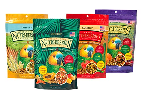 LAFEBER'S Gourmet Nutri-Berries Pet Bird Food Variety Sampler Bundles, Made with Non-GMO and Human-Grade Ingredients, for Parrots, 10 oz. Each (4 Pk Bundle)