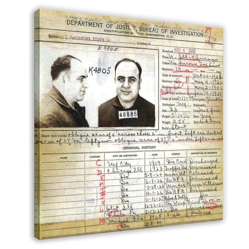 Al Capone poster photo casier judiciaire WCYB cadre 61x61