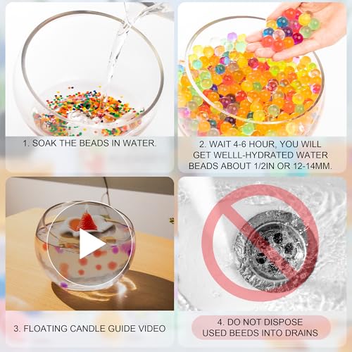 Anzon Mories Water Beads Mix Color 11.6 OZ (21K PCS) Water Gel Bead Kit for Vase Fillers, Floating Candles, Christmas Decorations, Home and Wedding Centerpiece Décor, Growing Jelly Pearl - Thumbnail 3