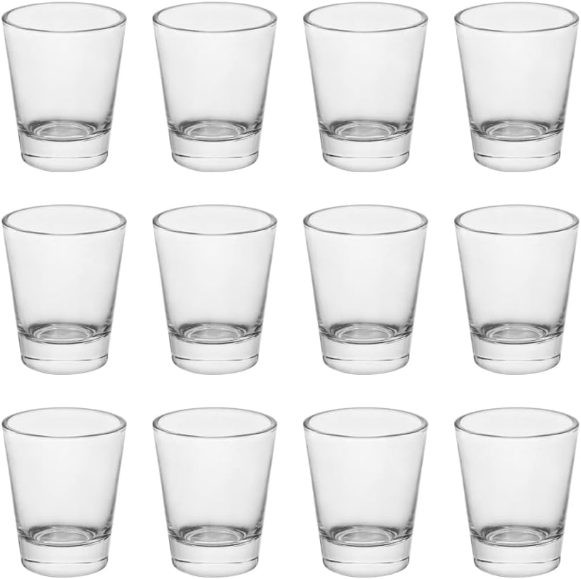 Heavy Base Shot Glasses, 1.5 oz Sets of Clear Shot Glass (12 Pack), Measuring Cup for Espresso, Liquid, and Wine - Heavy Glass (Glass, 12Pack)