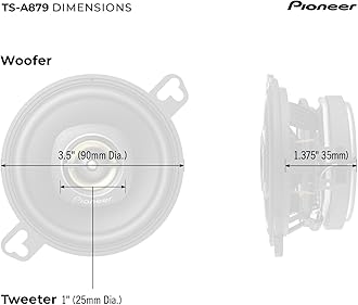 PIONEER TS-A879 A Series 3-1/2” 2-Way, 450 W Max Power, 25mm Tweeter – Coaxial Speaker (Pair)