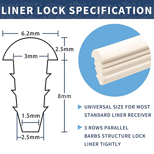 Swimming Pool Liner Locking Strips - 120Ft White Pool Bead Wedge Lock Roll, Pliable Plastic Flexible Pool Liner Repair Kit Fit For Most Above-Ground & In-Ground Swimming Pool Vinyl Beaded Liners #TOP2