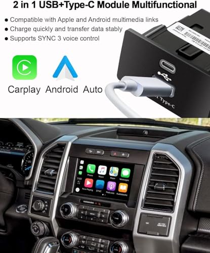 Carplay USB Interface Hub USB+Type-C Module HC3Z-19A387-B-G Compatible with Ford Lincoln SYNC 3 Version 3.4, Fit for Apple Android, Support Fast Charging - Thumbnail 3