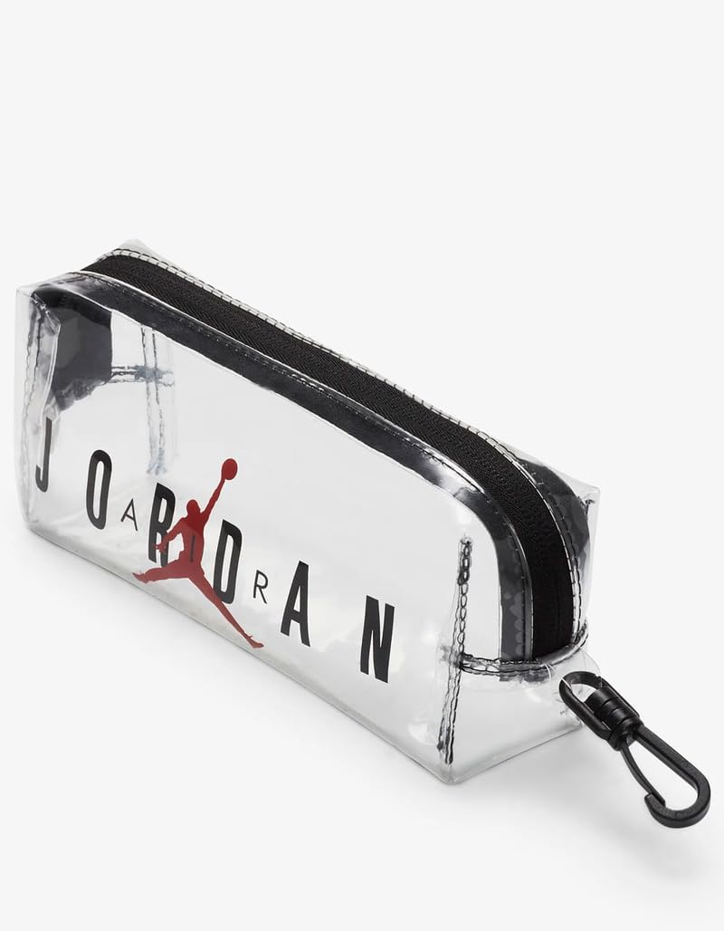 Nike Jordan Clear Backpack With Matching Accessory Case 2pc 2 Piece Set 3 Pocket (Black/Red)