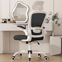 Mimoglad Office Chair, Comfy Desk Chair, High Back Ergonomic Computer Chair with Lumbar Support & Headrest, Flip-up Armrests for Guitar Playing, Swivel Task Chair (Modern, Black)