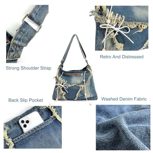 Denim Tote Bag Designer Jean Handbags for Women Denim Purse Large Hobo Shoulder Bag Y2K Crossbody Bag4