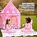 Playz Princess Castle Pop Up Tent & Dress Up Set – Kids Pink Playhouse Tent for Girls with Glow in The Dark Stars, Foldable Indoor Outdoor Toddler or Baby Girl Tent with Carrying Case