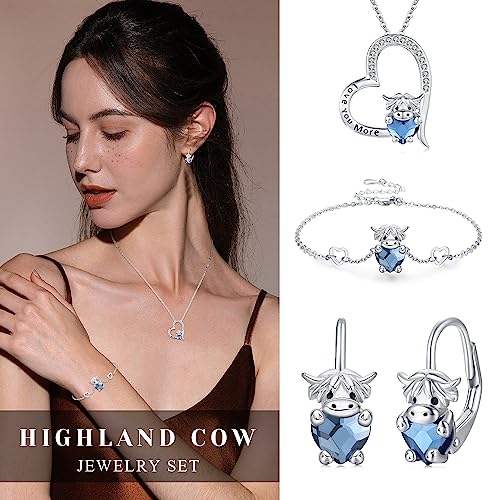 JUSTKIDSTOY Highland Cow Necklace 925 Sterling Silver Cute Cow Pendant Necklace Jewelry Gifts for Women Girls Daughter4