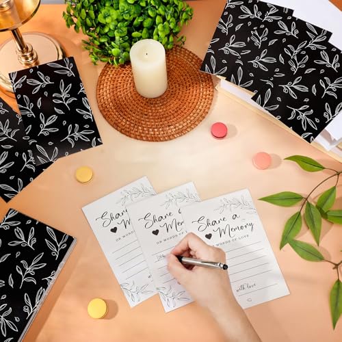Image of Pajean 50 Pcs Greenery Share a Memory Card for Celebration of Life Cards Box with Clear Windows Memory Box for Funeral Wedding Birthday Graduation Bridal Shower Guest Card Ideas(Clear,Black Gold)