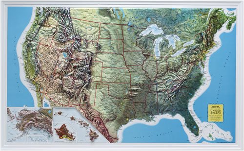 Hubbard Scientific 432 U.S. Relief Map, 34 x 21 Inch, Rand
