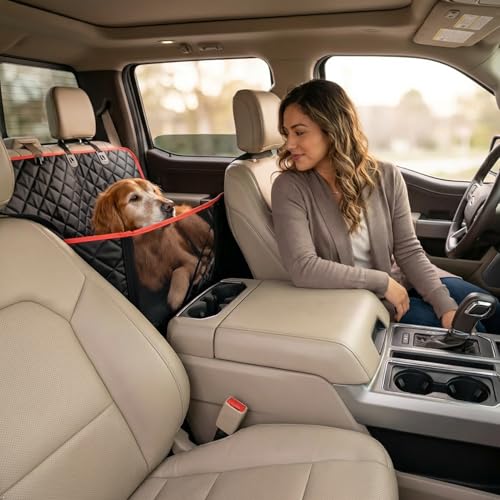 iBuddy Truck Seat Cover for Dogs with Flip-Up Rear Seats 100% Waterproof Heavy Duty Pet Floor Hammock with Mesh Visual Window Senior Dog Friendly & Nonslip Fits Ford F150,F250 RAM 1500,Silverado by iBuddy - Image 5