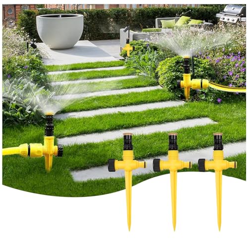 Rasensprenger,3 Stück Rasensprinkler Spike,360° Drehbarer Bewässerungssystem Garten,Multifunktion Garten Sprinkler,Garten Rasensprenger,Wassersprenger Einstellbar für Outdoor, Garten, Hof, Rasen