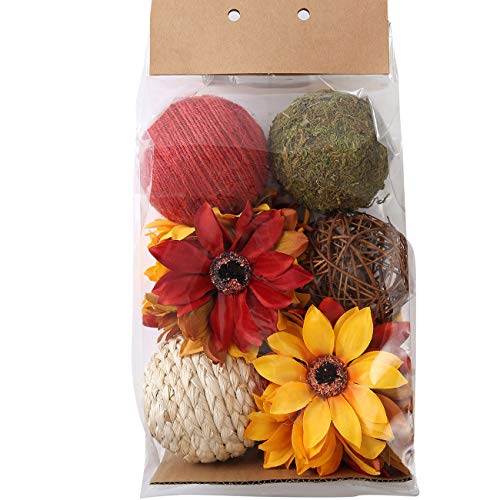 Cir Oases 6 Pcs Fall Decorative Balls For Bowls Green Moss Decorative Ball Sunflower Balls Rattan Wicker Balls Orb Grapevine Ball, Home Decor Vase Fillers For Craft Project, Wedding Table Decoration #TOP1